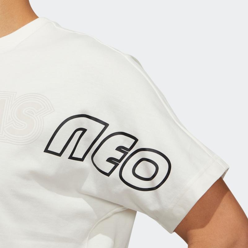 Adidas Neo T Shirts Men's White Crew Neck Moderate Straight Fit HS8834