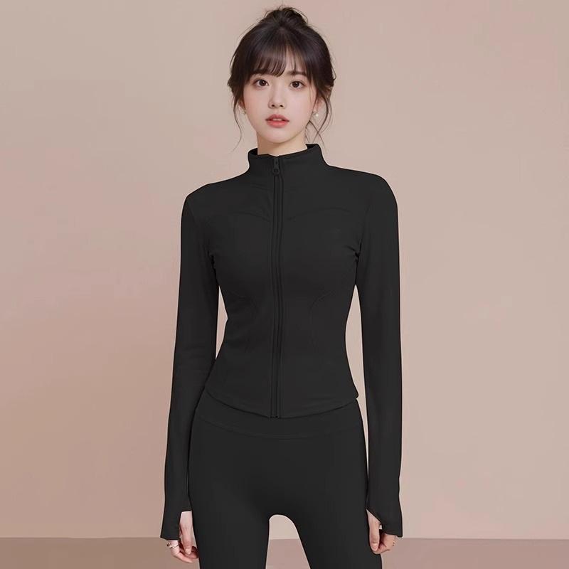 Fleece thickened yoga clothes women's new running sports training yoga jacket fitness long-sleeved stand-up neck zipper top