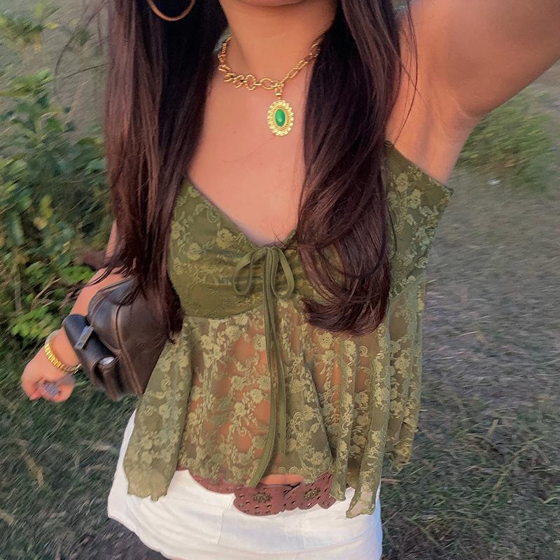 Sexy Sheer Lace Camisole with Irregular Hem and Open Back - Women's Summer Base Layer Tank Top