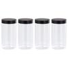Uxcell Round Plastic Jars with Black Screw Top Clear Empty Containers for Storage and Wide 4 Pieces Lid, Organization, Mouth, 1500ml,