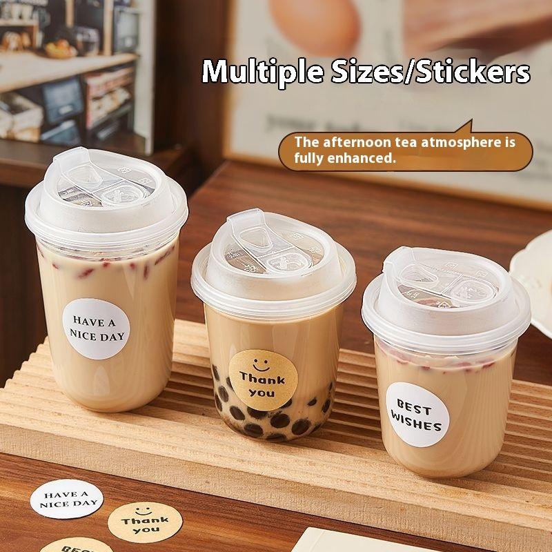 10 шт. Прозрачные кофейные стаканчики с крышками U-образной формы Одноразовые стаканчики для горячих напитков, молочного чая, напитков на вынос