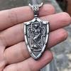 Stainless Steel Guardian Shield Pendant Pendant Vintage Titanium Steel Men'S Necklace Greek God Of War Sweater Chain Accessories