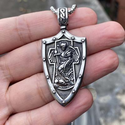 Подвеска из нержавеющей стали Guardian Shield, винтажное мужское ожерелье из титановой стали, греческий бог войны, аксессуары для свитера и цепочки