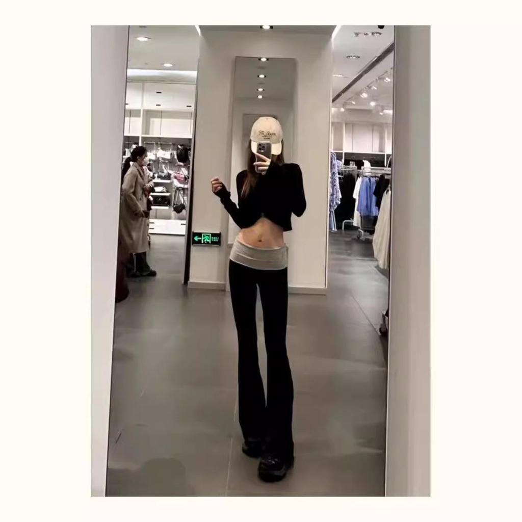 Модальные брюки-клеш для йоги с низкой посадкой и цветными блоками