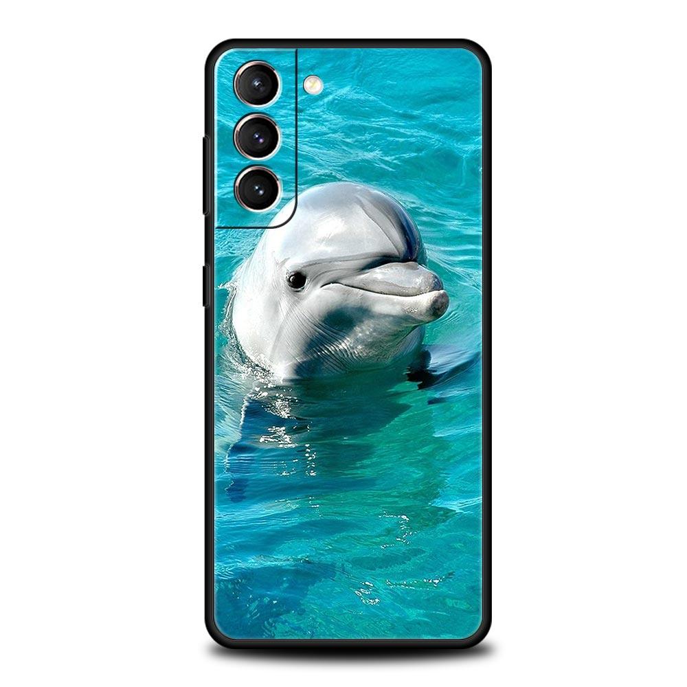 Чехол для телефона с изображением морского животного дельфина для Samsung Galaxy S26 Ultra S25 Plus S24 FE S23 S22 5G S21 S20 Черный Мягкий