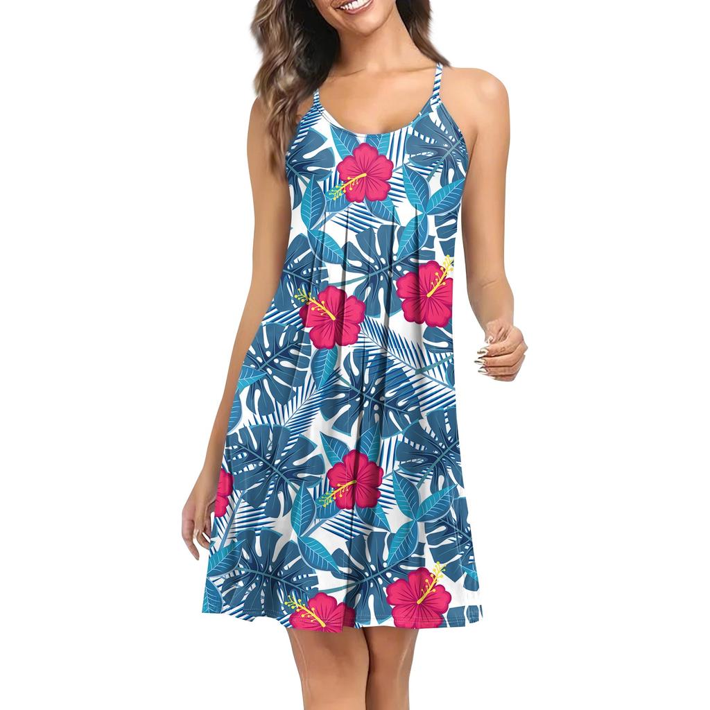 Женское платье-рубашка с принтом без рукавов и бретельками для работы и сна