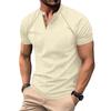 Men's Shoulder Length Short Sleeved Collar T-shirt Casual Round Neck Top