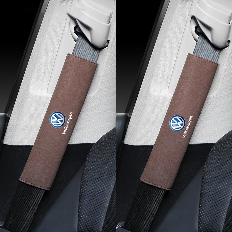 Suede Car Seat Belt Shoulder Cover Breathable Protection Safety SeatBelt Pad For Volkswagen VW RLine Golf Amarok ID3 Tiguan GTI zq9