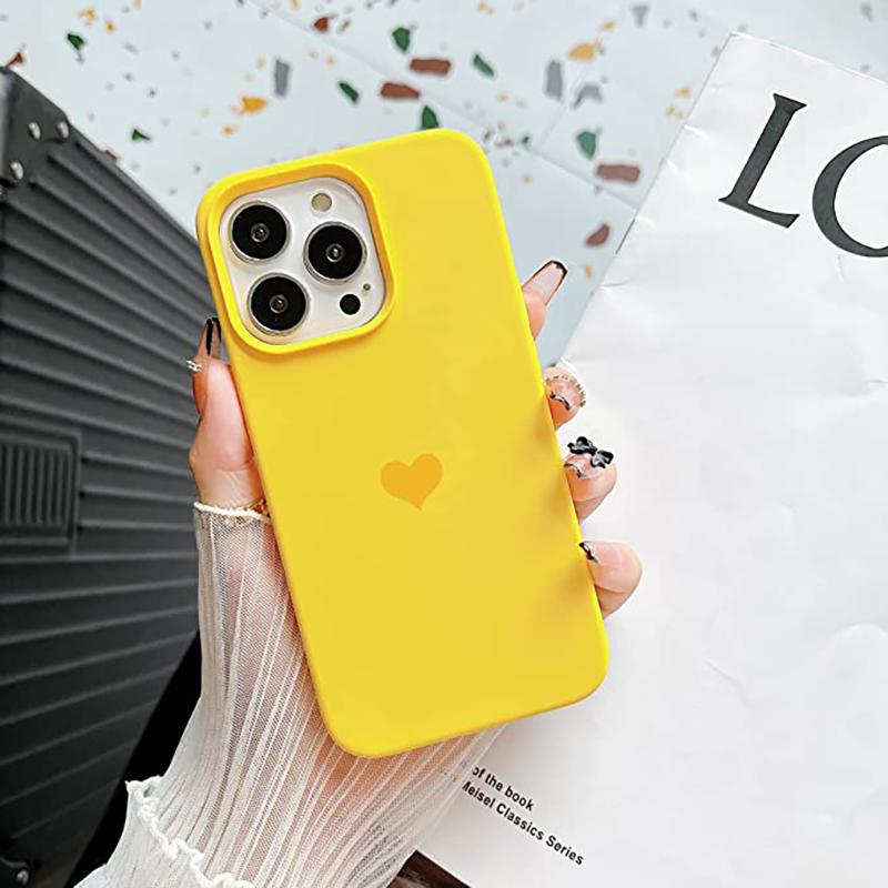 Lovely Love Candy Color Soft Case For iPhone 15 14 13 12 11 Pro XS Max X XR SE 2022 2020 7 8 Plus 6S Liquid Silicone Matte Cover