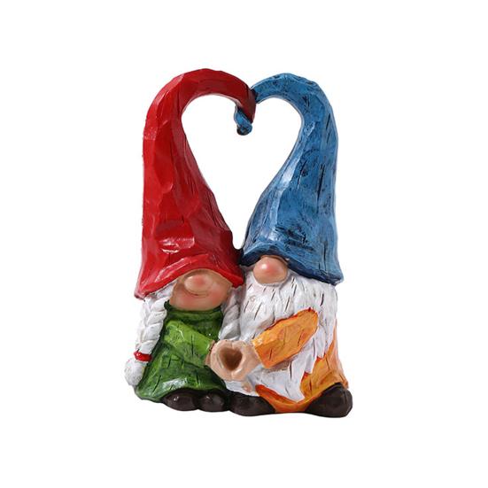 Пара гномов Орнамент Любовь Сердце Поцелуй Безликий Гном Статуэтка Смола