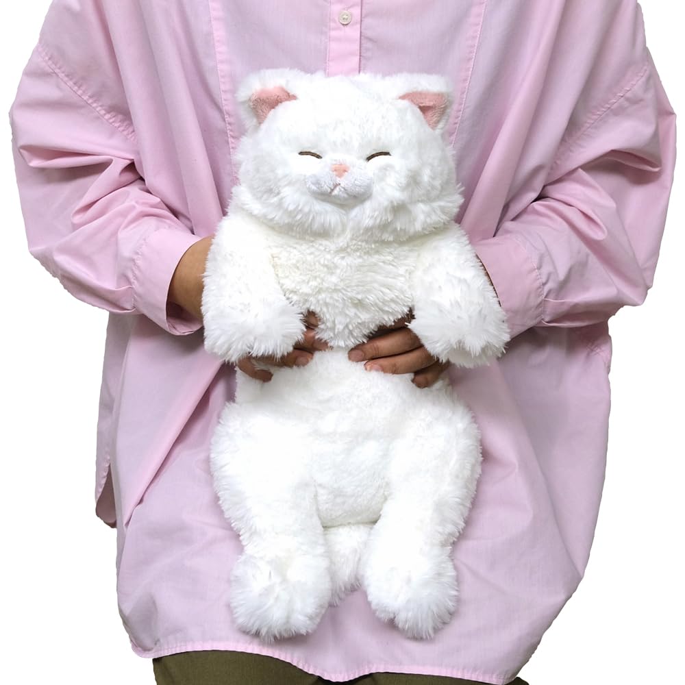 SunLemon Sleeping Lap Cat Persian White 22 X 14 X 47cm Plush Animal Cute Cat White P-1273