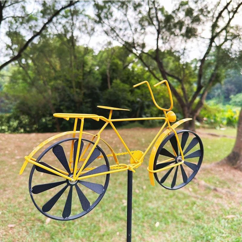Декор для сада велосипеда, металлическая вертушка для велосипеда, винтажный декор для сада на открытом воздухе, для уличного газона, скульптуры, статуи, украшения