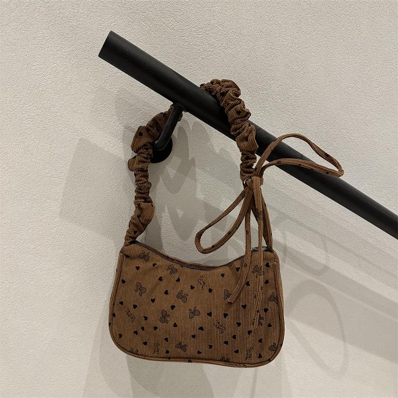 Corduroy Polka Dot Ruffle Crossbody Bag - Autumn/Winter 2025 Collection