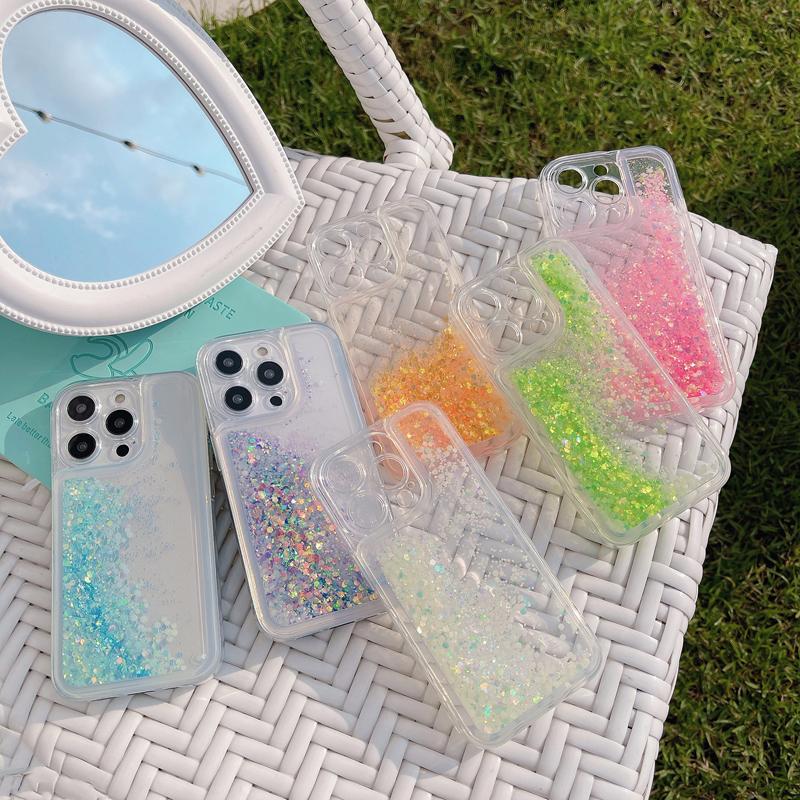 Роскошный светящийся блестящий чехол для телефона Quicksand для iPhone Liquid Sand Прозрачная мягкая задняя крышка