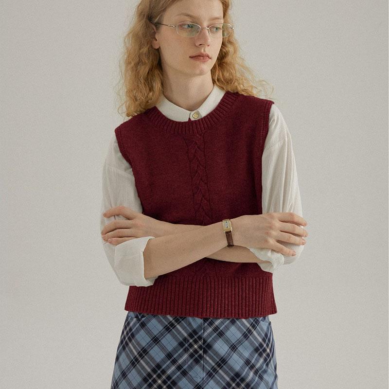 Круглый вырез горловины трикотажный жилет женский весна и осень однотонный многослойный открытый крой без рукавов короткий свитер жилет женский пуловер