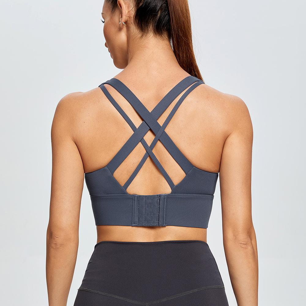 Европейский и американский стиль женский ударопрочный спортивный бюстгальтер плюс размер тонкий пуш-ап крест на спине бег йога фитнес жилет