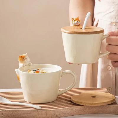 Европейский мультяшный чайный пес кот керамическая кружка подарок на день рождения фарфоровая десертная чашка для молока милая детская чашка для воды кружка для пары украшение для дома