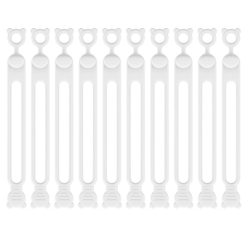 10pcs Silicone Cable Ties Self-Locking Cable Holder Colorful Flexible Cable Winder Wire Organizer For TV Charging Cable Storage