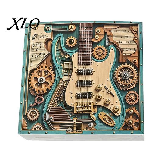 Декор стены музыкальной комнаты 1/2 набора 1000 деталей Пазл Steampunk Guitar Art, Пазл с шестеренками Сложные пазлы Игра-вызов, Образовательный музыкальный инструмент