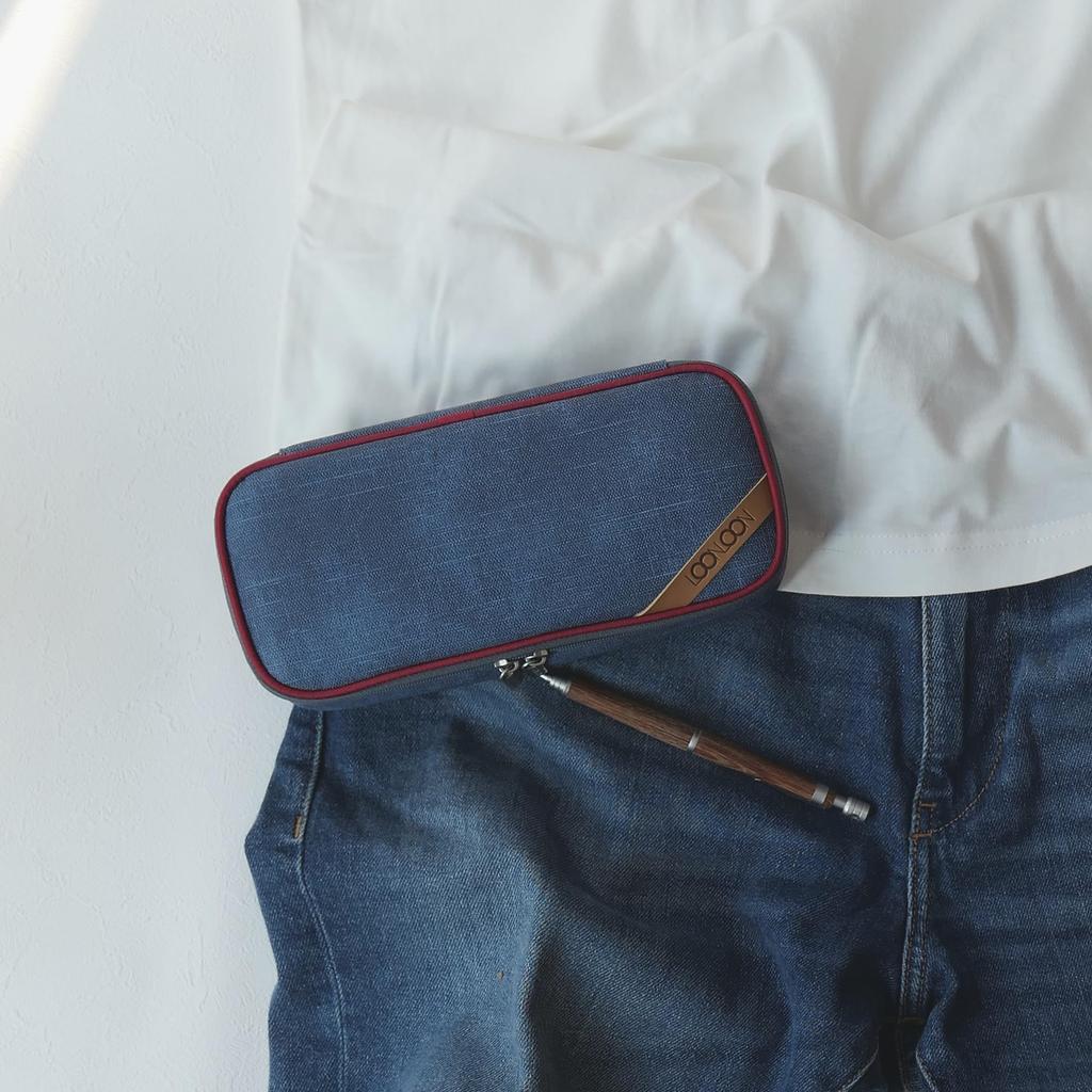 LOONLOON 672 Джинсовый пенал Индиго Синий Большой емкости Стильный джинсовый двухэтажный многофункциональный