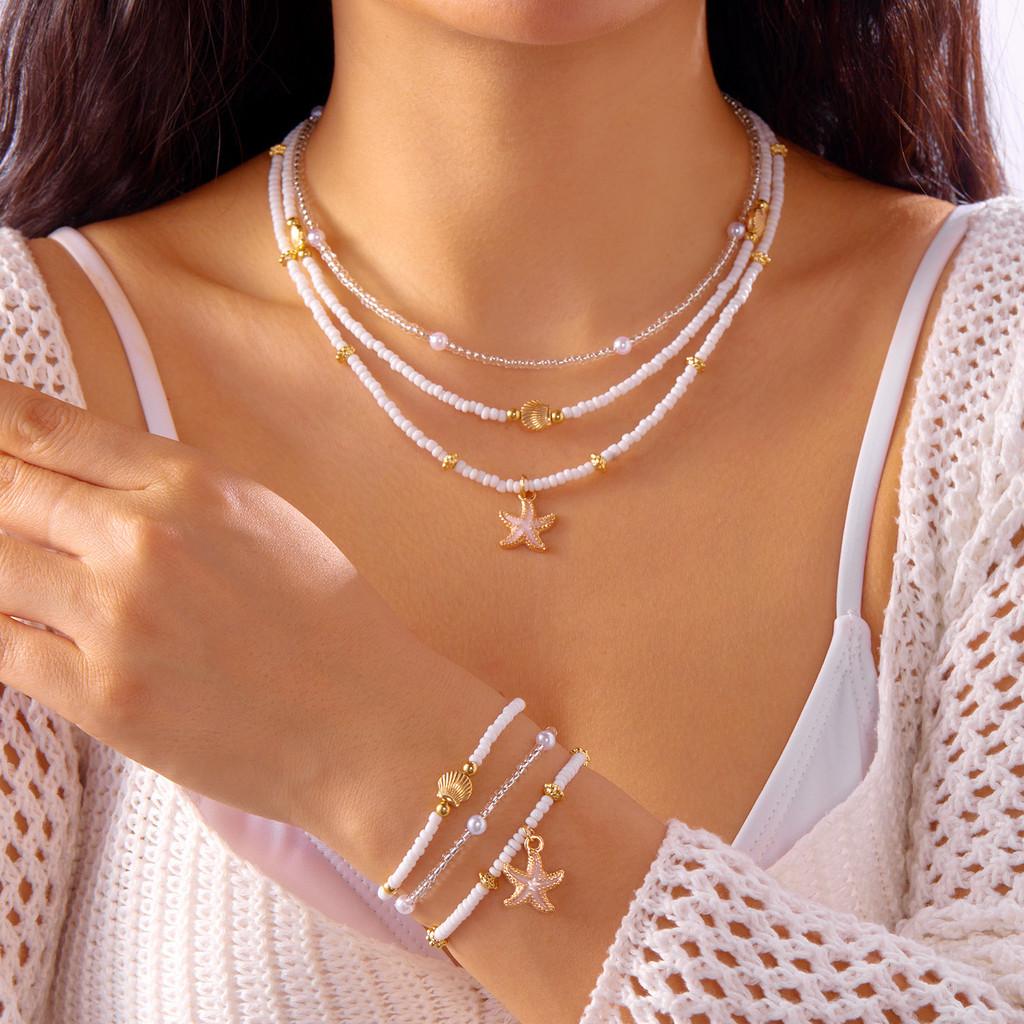 Summer Shell Jewelry With Alloy Necklace And Foot Chain For Women