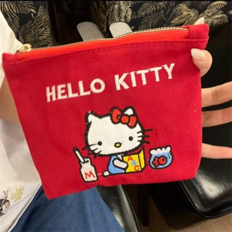 Милая Милая Sanrio Hello Kitty Сумка-косметичка с ручкой Кошелек для мелочи Девичья Дорожная Картхолдер ID Ключ Большая Вместимость Портативная Сумка для Хранения