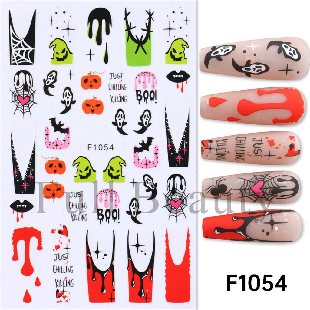 New nail art stickers ins Halloween luminous spider web ghost imp spider nail sticker nail
