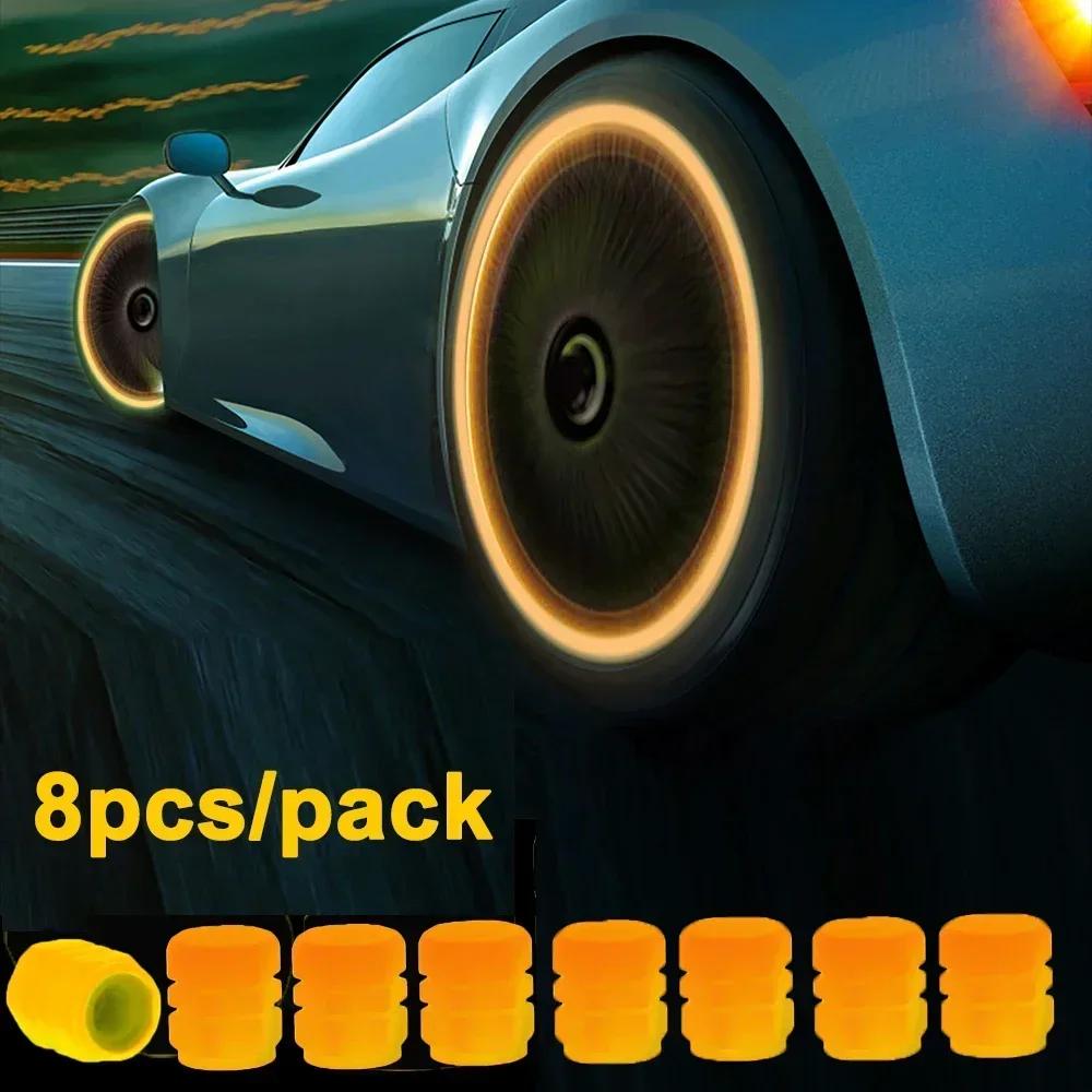 1/20 шт. Светящиеся колпачки для ниппелей, флуоресцентные, светящиеся ночью, декор для автомобиля, универсальные, для мотоцикла, велосипеда, пылезащитные, декоративные колпачки для ниппелей шин