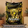 Custom Name Personalized Borussia Dortmund Bvb Print Blanket, Home Decor, Bedroom, Sofa, Camping, Couch, Gifts for Birthday Christmas