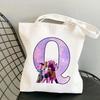 Anime Cartoon Letter Printed Canvas Bag Student Casual Shoulder Bag Large Capacity Messenger Bag