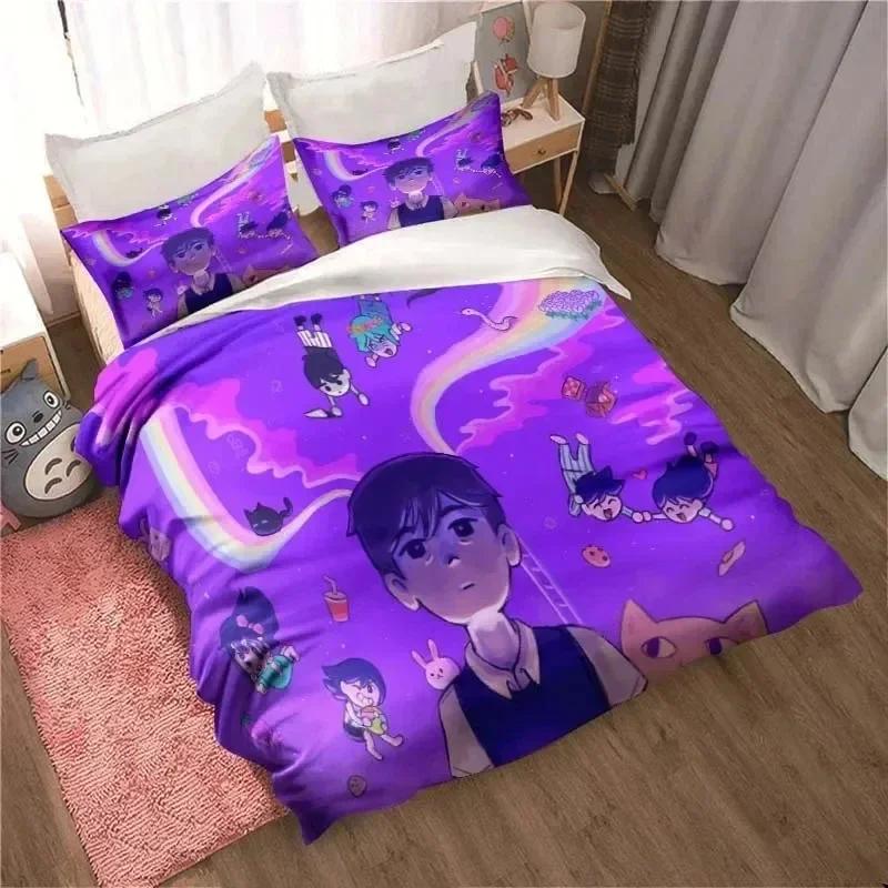 Модный 3D-печатный аниме-комплект постельного белья Omori для всех сезонов, двуспальный комплект с пододеяльником, размеры Twin, King, домашний текстиль