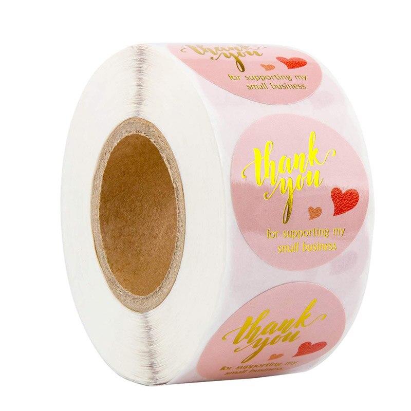Новинка, 100-500 шт., круглая натуральная бумага, наклейка «спасибо», печать, этикетки, ручная работа с любовью, наклейка, бумажная канцелярская наклейка