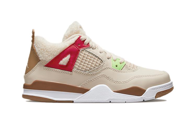 Детские кроссовки Nike Jordan 4 Retro Where the Wild Things Are (PS) Жемчужно-белый/Темный коряжник-Спортивный красный