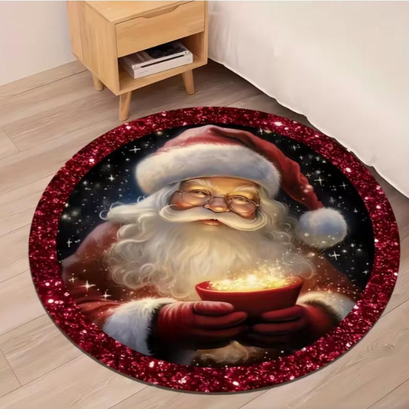 Ковер на рождественскую тематику Санта-Клаус и снежинка Круглый Мягкий Коврик для пола в гостиную Хорошие Гостиные Кабинеты Игровые комнаты Комнаты
