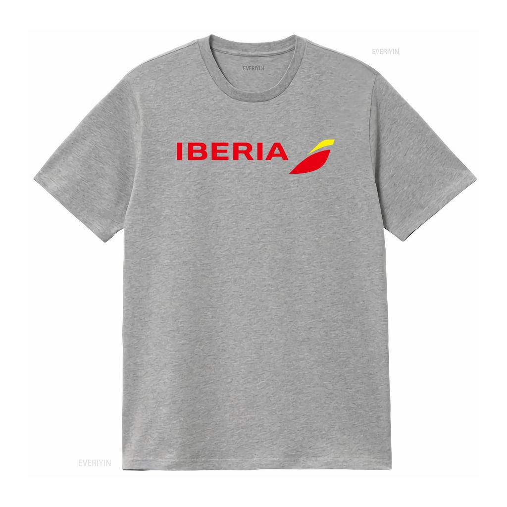 Iberia Airlines Spanish Airline Retro Logo Cotton Black T Shirt with Red Yellow Design vintage Washed Stylish Slightly Unisex