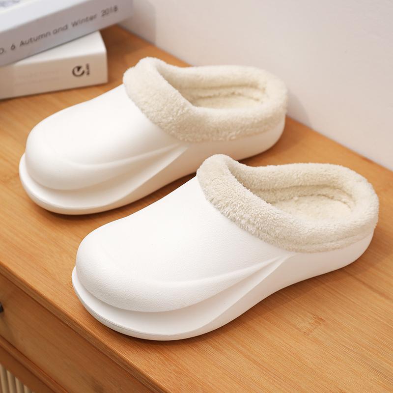 Fashion Mens Shoes New High-quality Home Warm Cotton Slippers for Men's Winter Outdoor Platform Thick Soled Couple Half Slippers 2024