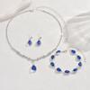 Изысканный свадебный набор украшений со стразами: Колье, серьги и браслет с подвесками в виде капель воды