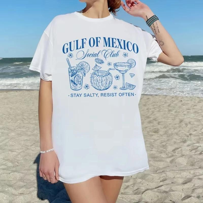 del Golfo do mujer camisetas de mocamisetas Retro para vacaciones en la playaregalo superior Liberal