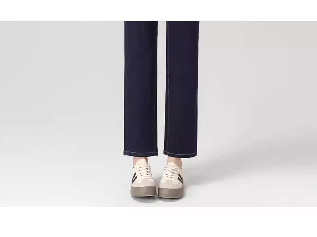 Petite Women's 2025 High-Waisted Slimming Blue Straight-Leg Stretch Cigarette Pants for Spring and Autumn