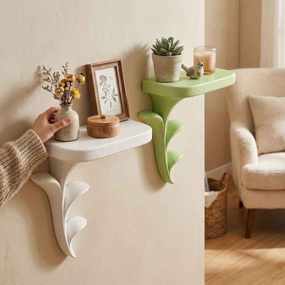Plant Style Wall-Mounted Storage Rack 3D Printed Green Plant Display Stand Living Room