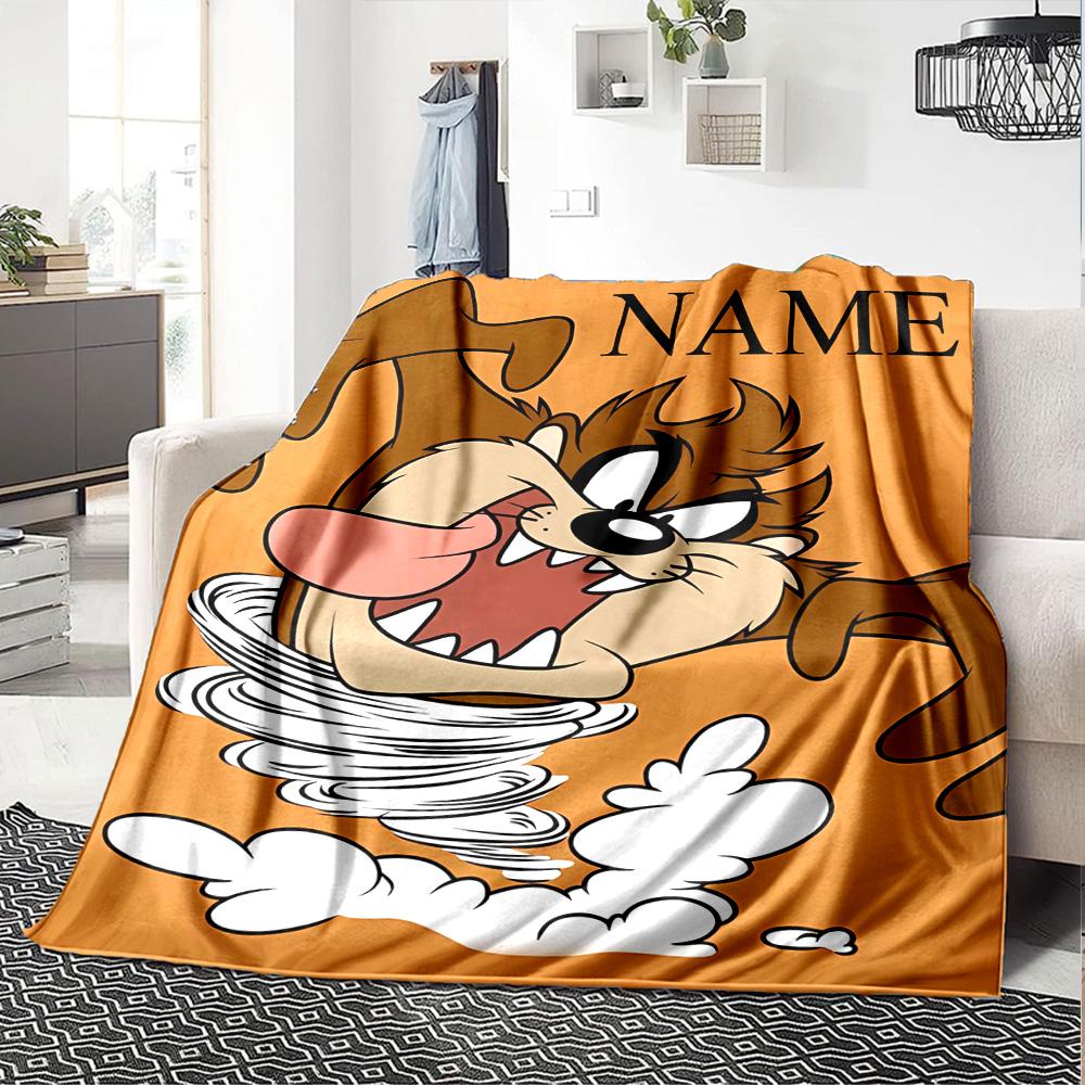 Customizable Taz1 Throw Blanket – Personalized Name, All-Season Cozy Snug Blanket, Machine Washable, Personalized Blanket