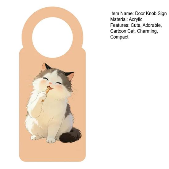 Cute Cat Door Knob Hanger Sign Cartoon Cat Acrylic Hanging Plaque