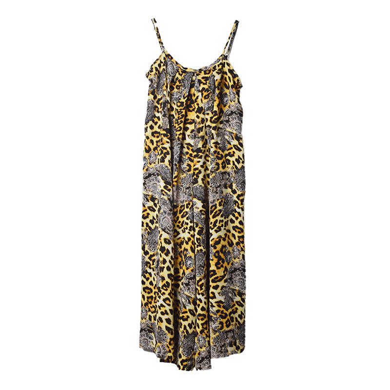 Xitao Модные свободные элегантные комбинезоны без рукавов с леопардовым узором Goddess WLD16530