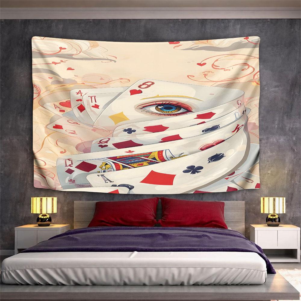 "Playing Cards with Mysterious Eye Design" Pattern Wall Hanging Tapestry Decorative Tapestry Home Decor for Bedroom and Living Room