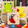 Утолщенная 3D деревянная доска-пазл с животными для малышей 1-3 лет - Обучающая игрушка
