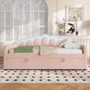 Daybed Flieks 90x200 Cm with Hydraulic Storage, Sofa Bed with Color-Changing LED Strip, Pink