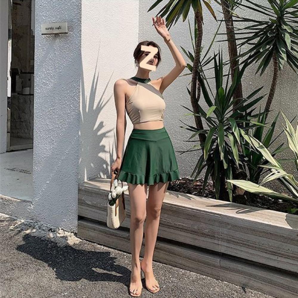 2024 Новый корейский купальник из двух частей, юбка-майка, сексуальный женский купальник с высокой талией, женский купальник, монокини, юбка для плавания