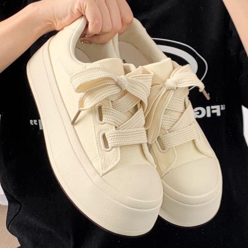 Platform women's 2026 autumn new women's shoes niche casual board shoes student versatile canvas shoes ins