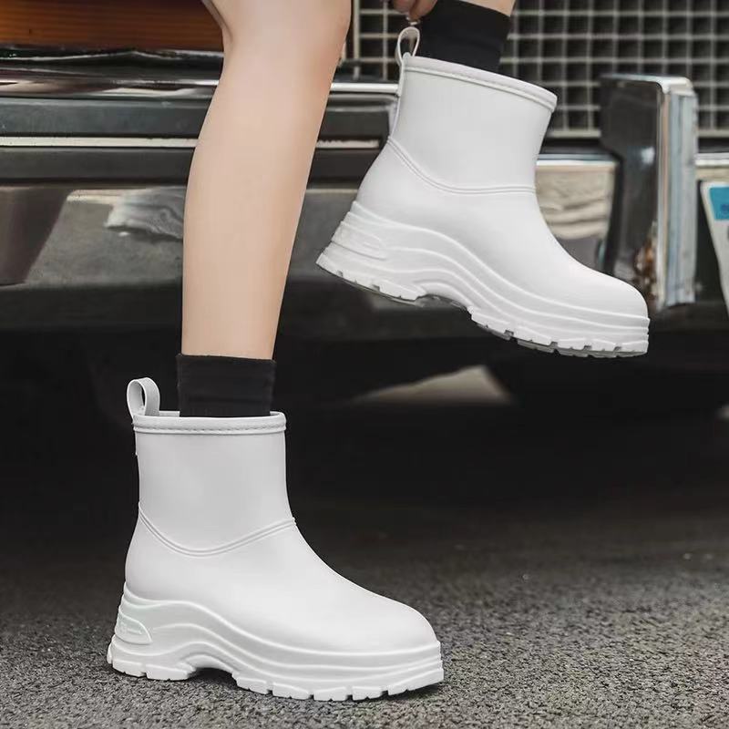 Platform Rubber Boots Women Work Garden Galoshes Waterproof Rainboots Woman Rain Shoes Oil-proof Non-slip Kitchen Footwear