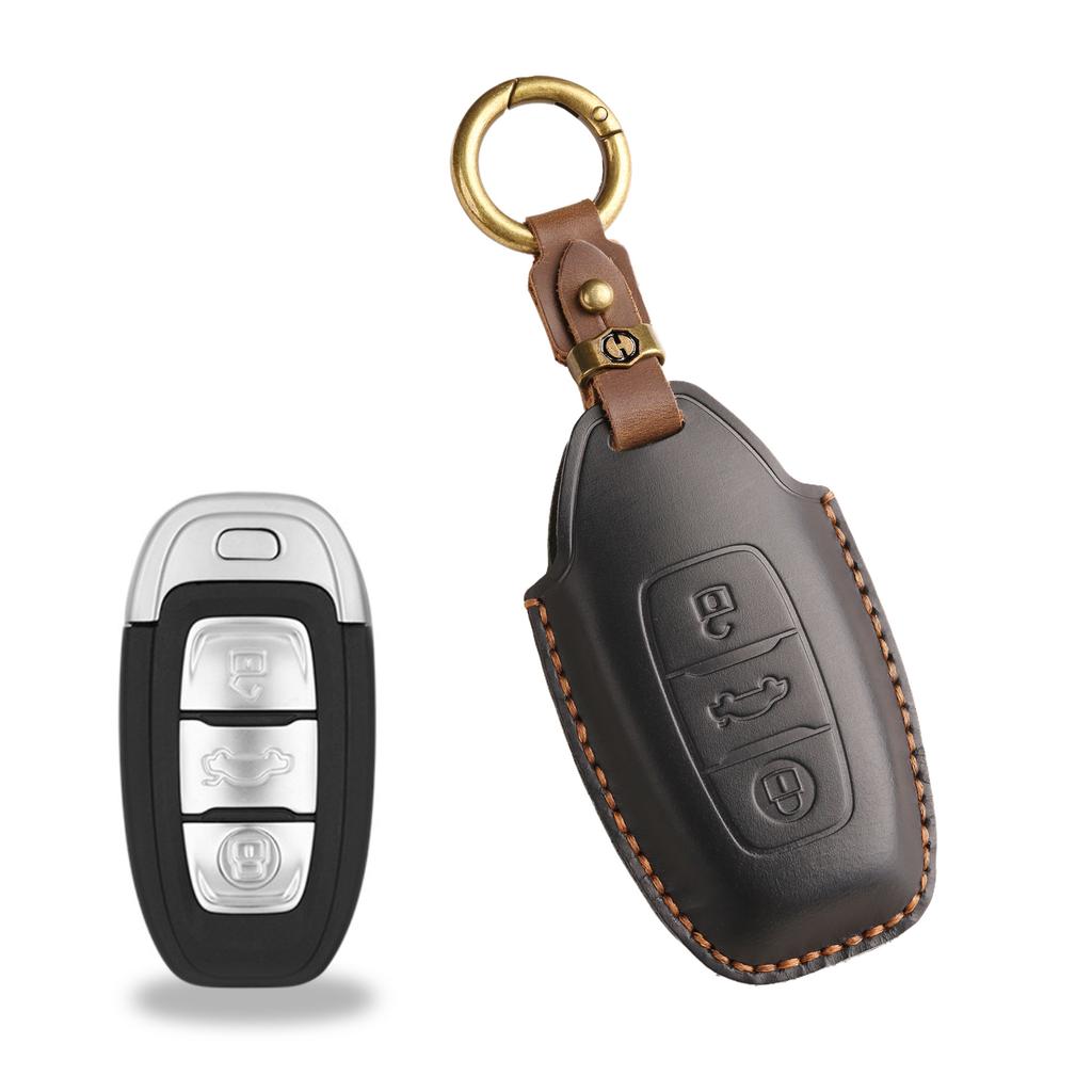 The retro key cover is suitable for Hongqi h5 h7 old car handmade leather key protection case ring.